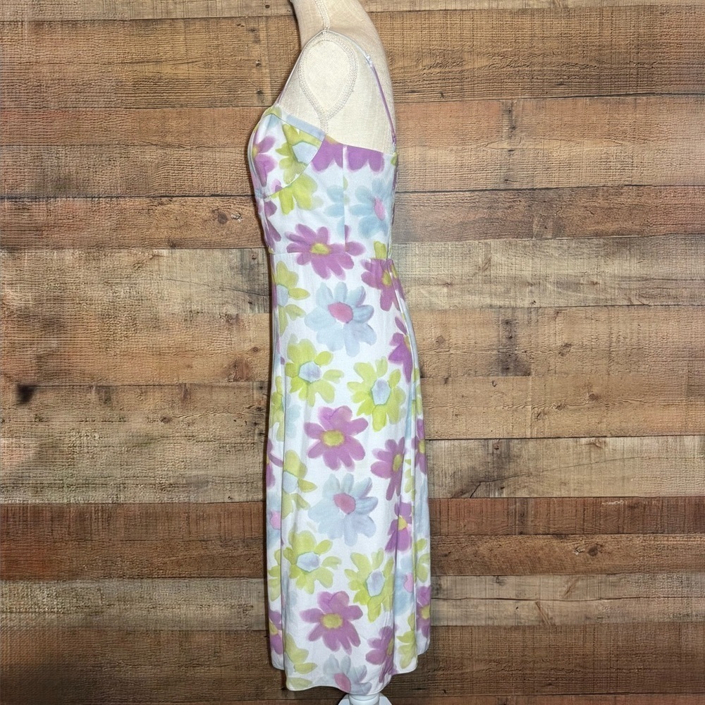Aritzia Sunday Best Viola Midi Dress Sky/Pear Green Floral Sleeveless Size L - Picture 4 of 16